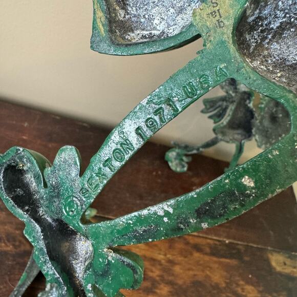 Set of 3 Vintage 1971 Sexton USA Cast Iron Cleaning Ladies Green Chippy Paint - Picture 12 of 13